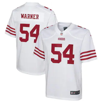 youth nike fred warner white san francisco 49ers game jerse